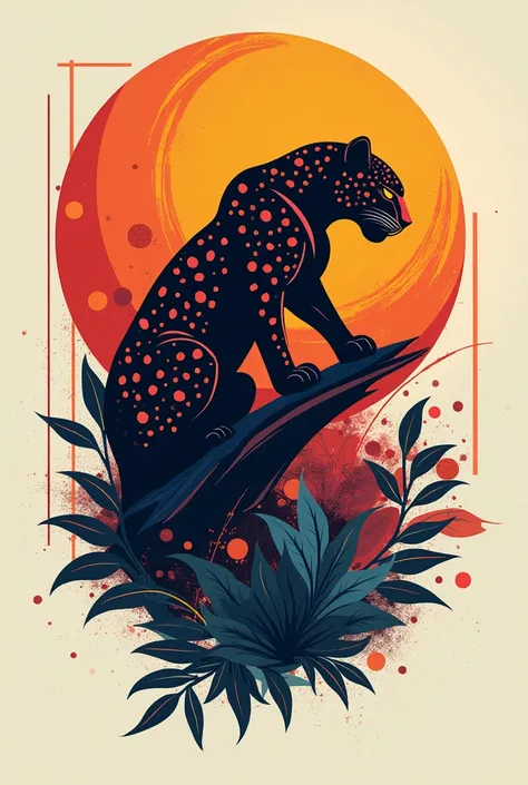 create an art logo with this theme: jaguar “ grace, space, pace” make it colorful and a lot of design and include the grace space and pace