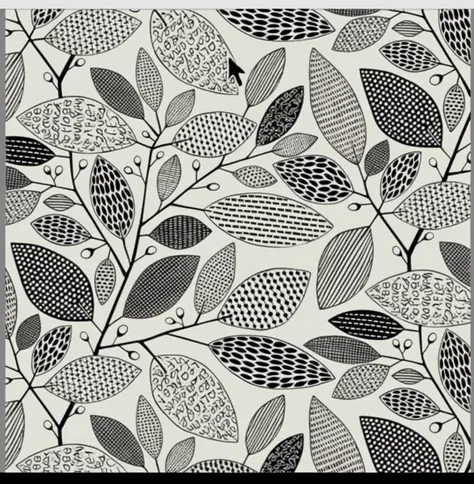 black and white, intricate leaf patterns, branches, varied leaf designs, handwritten text on some leaves, abstract, artistic, de...