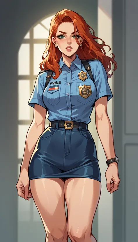 policewoman, redhead