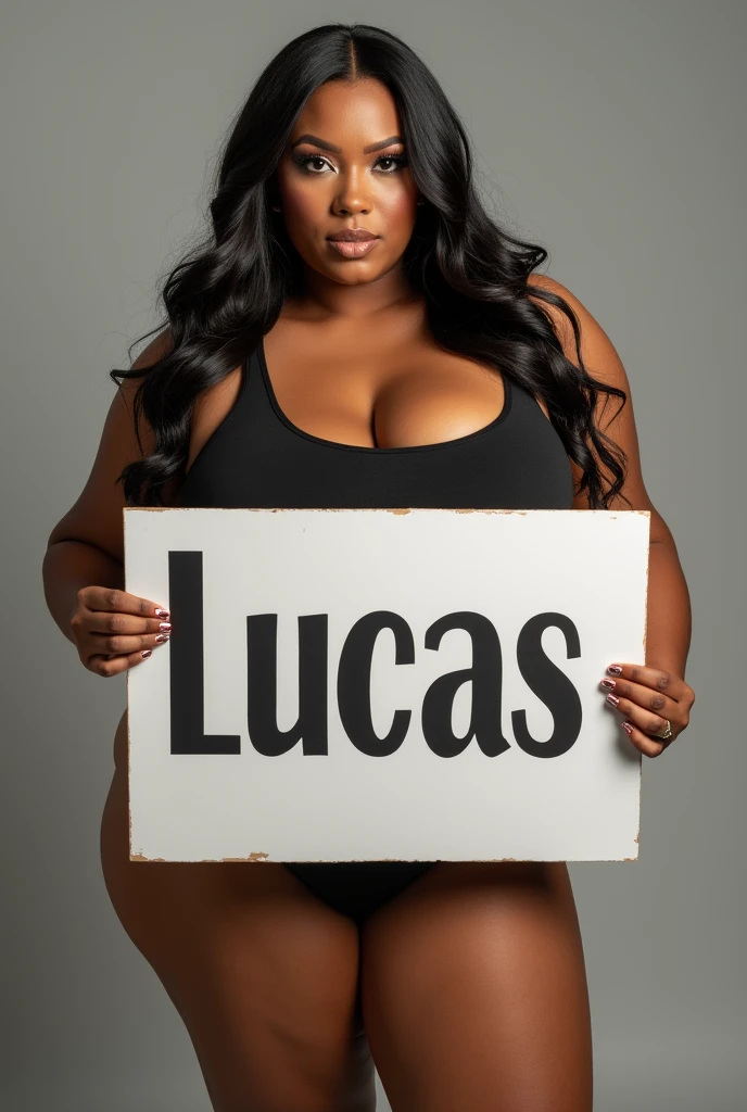 Sexy fat woman
holding "Lucas" sign