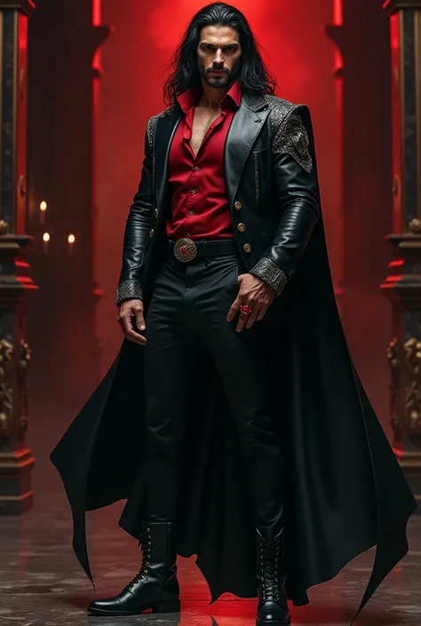 Crie o Diabo in human form, presenting an imposing and seductive figure, with an appearance that mixes charm and threat.

**General appearance**: The devil, in human form, he is a man of tall and imposing stature, with a well-defined and muscular body. You...