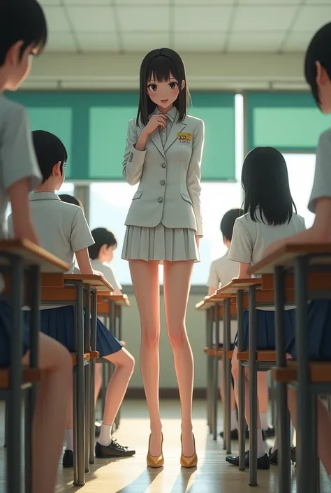 女教師のPee leak、Relieving yourself in front of other students during class、Pee leak、Peeing、Lots of pee、From directly below、Gazing at the audience、White suit、mini skirt、pantyhose、High heels、Perfect figure、so beautiful、Japanese elementary school teacher、A femal...