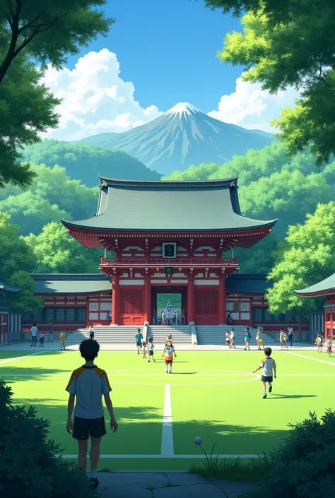 Kamisama temple with a soccer field