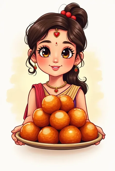 A logo for a gulab jamun business names "MKS Products" with a image of a girl with  gulab jamuns.Png file please 