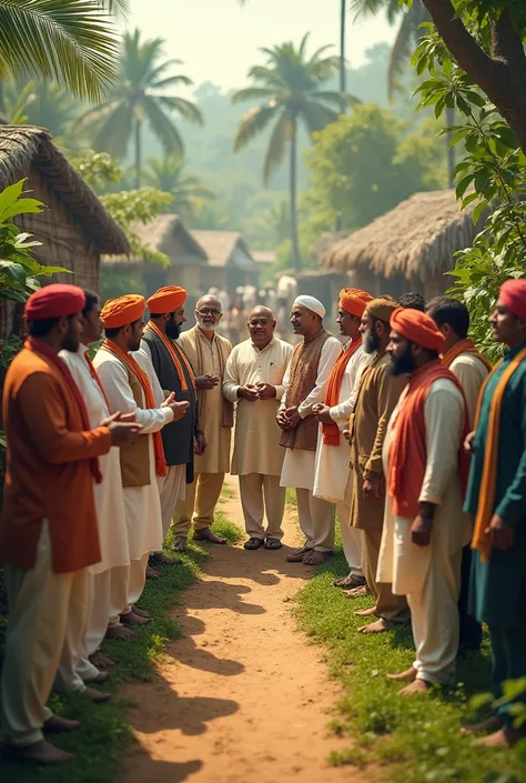 Indian style politician group who standing in village 
 image large 
