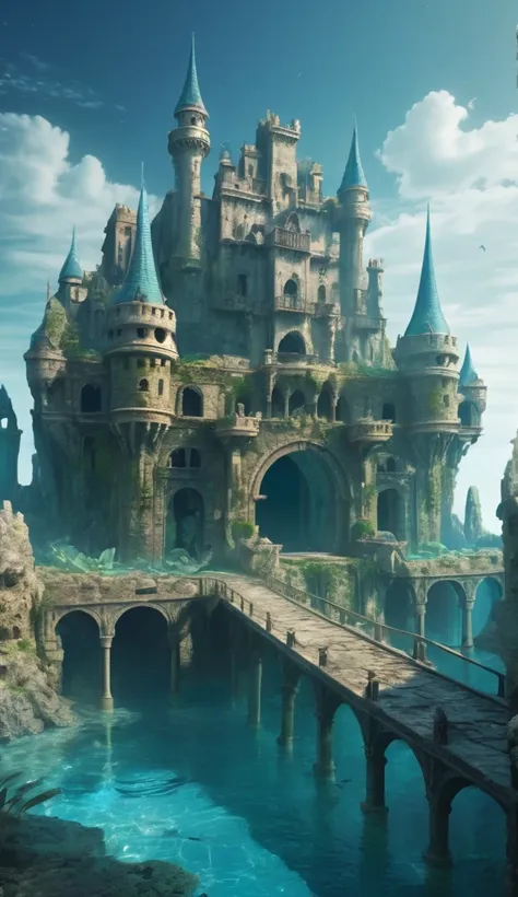 Highly detailed mystical abandoned castle、A sunken city like Atlantis、非常に詳細な遺跡

4Kと8Kの解像度で最high quality。High resolution and highly detailed digital art, Accurate, high quality, masterpiece, accurate, Ultra high definition, 