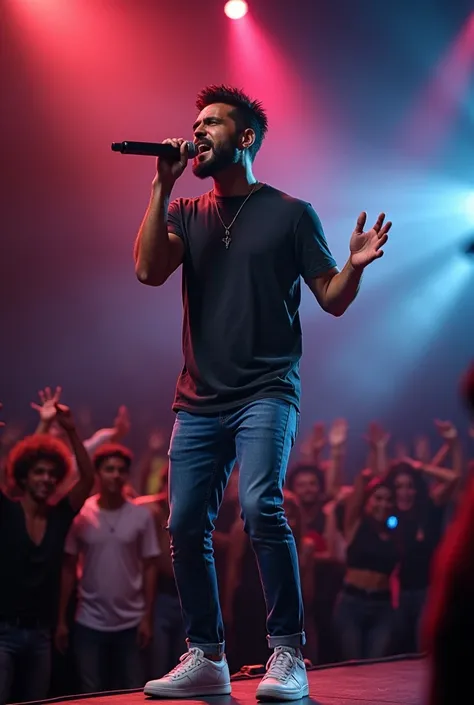 Mewati singer male wearing tshirt jeans performance in stage image large