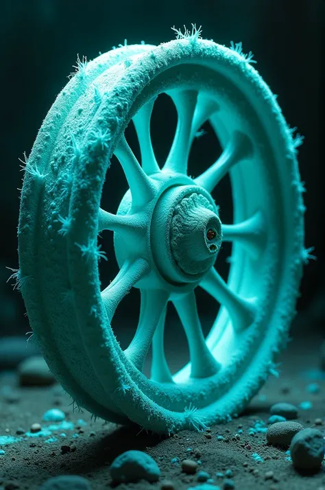 The appearance of the wheels and their workmanship were like the color of turquoise; and the four had the same resemblance; and its work and its appearance were as if a wheel were in the midst of a wheel