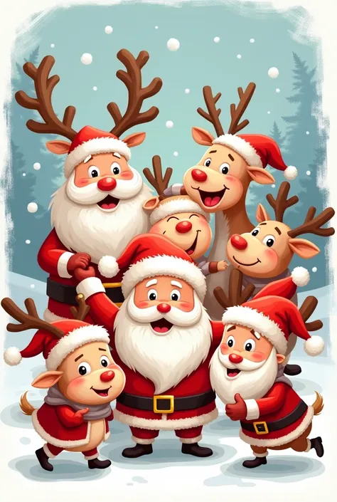 Here are 9 animated Santa Claus Christmas reindeer to print on a t-shirt