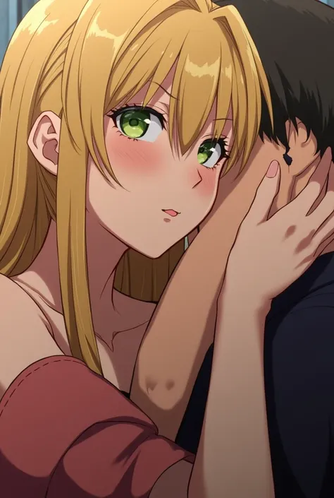 1girl, artoria_pendragon_(lancer)_(fate), artoria_pendragon_(fate), penis, hetero, uncensored, 1boy, oral, shirt, fellatio, blonde_hair, hair_between_eyes, green_eyes, looking_at_viewer, blush, white_shirt, male_pubic_hair, pubic_hair, heart, ahoge, bangs,...