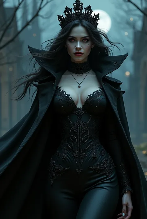 Browsing Caution, One person girl, Vampire Queen, (Huge cleavage:1.5), (Sex life:1.2), (:1.5)，Selena Costume from The Elder Scrolls，night，Dark Style，Gothic，tiara crown