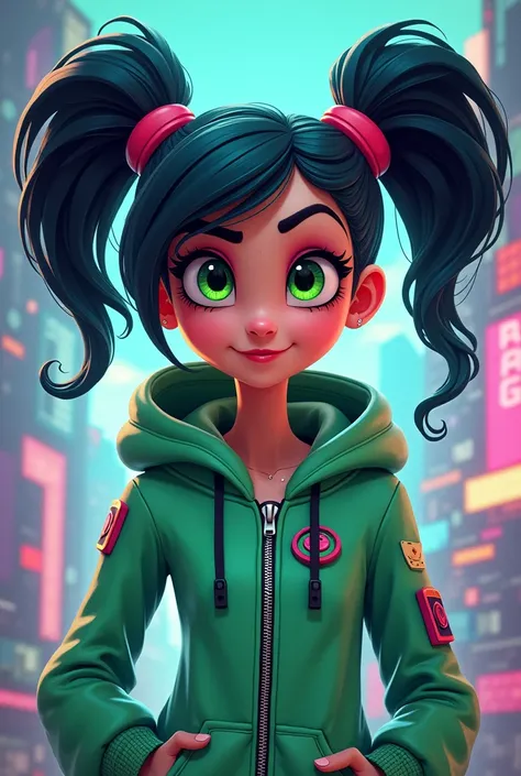 From Wreck It Ralph Vanellope Infinity Girl Cool Jacket Grün Zip