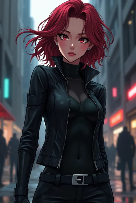 From Marvel Anime Girl Black Widow FrechMein Black Jacke Zip 