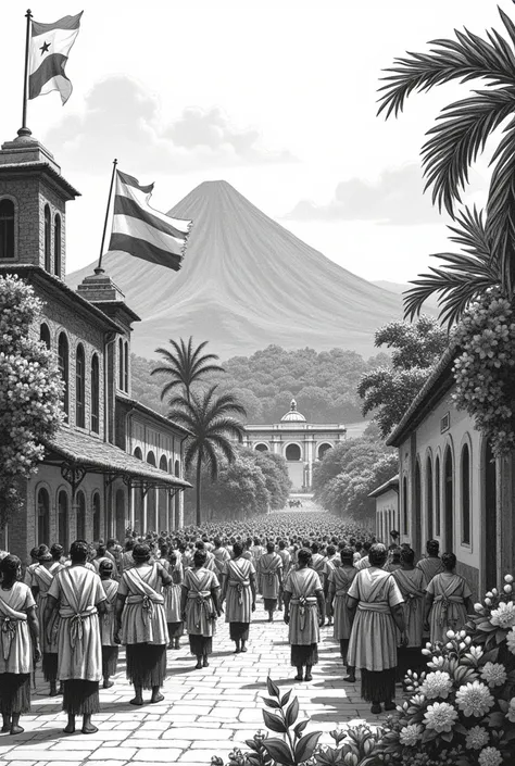 Create a black and white Guatemalan Independence Day drawing 