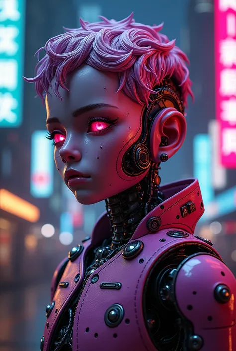 Cyberpunk boy animatronics color pink purple pr black
