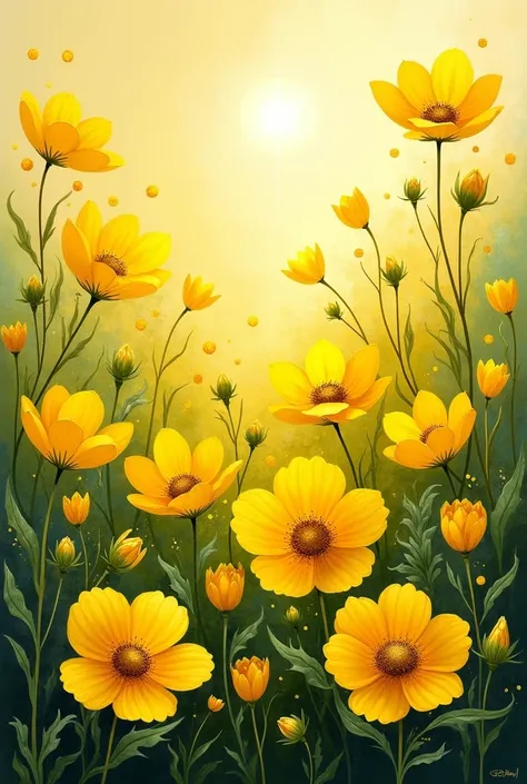 A painting of yellow flowers