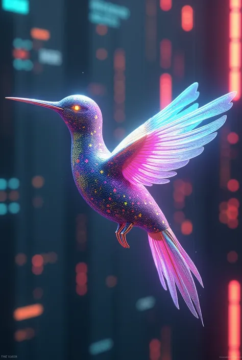 Colorful hummingbird artificial intelligence with the name Liss

