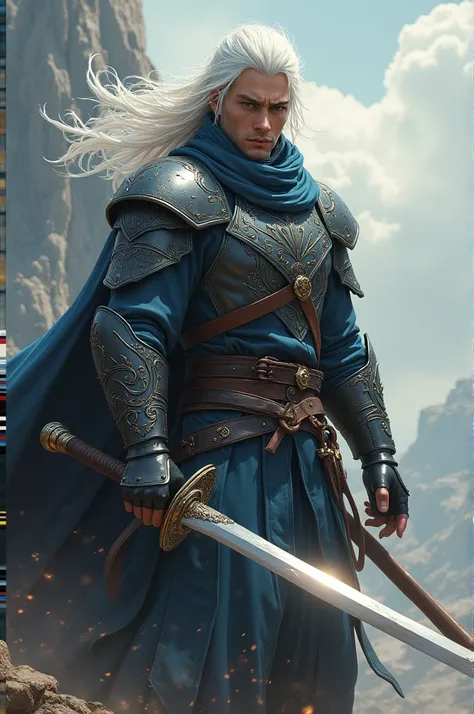 I want to create a sword man with white hair