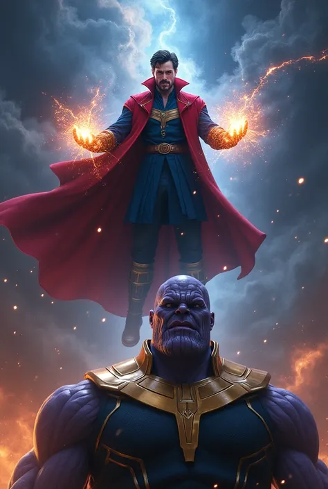 Dr strange defeating thanos and he is flying above him realistic image 
Dr strange as bennedict cumberbatch
