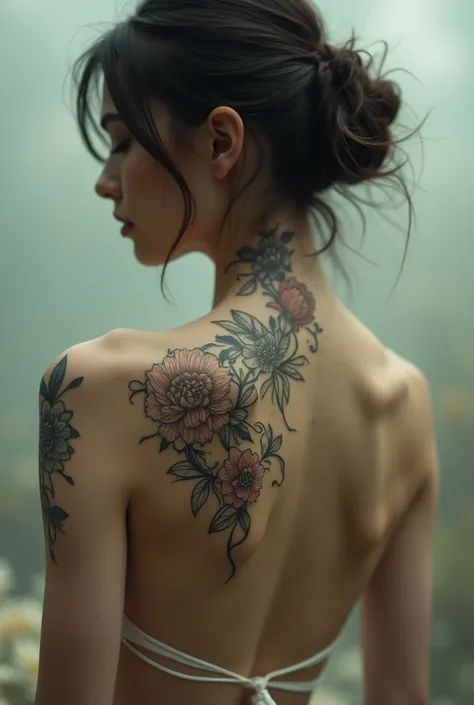 Tattoo for women , that represents the death of a family member , the confusion of love and sensuality, that looks feminine but erotic at the same time 