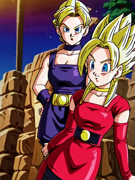 masterpiece,dbsuper style,
bulla, super saiyan, ssj4, blondie hair, ssj4,super saiyan, blue eyes, red hairband, hoop earrings, 
...