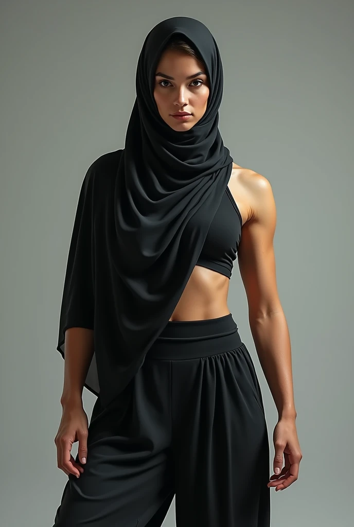 revealing skin of gym hijab girl