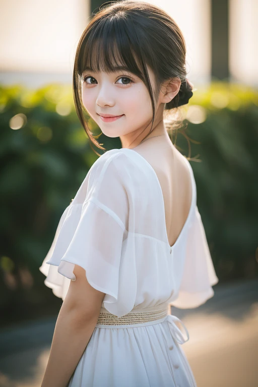 masterpiece, Highest quality, alone, One girl, Glowing Skin, Whimsical details, Shallow depth of field, Contrasting, Professional Model, Facing forward, Portraiture, Baby Face,Japanese,２０generation,smile