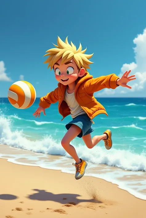 Take me a picture of kenny mccormick spiking a volleyball