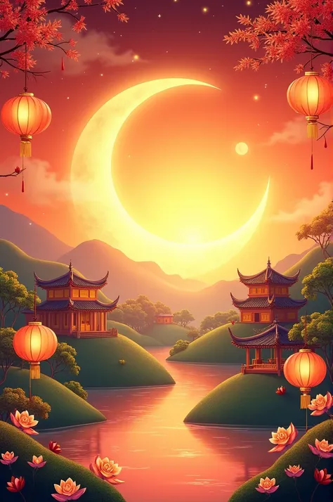 I want to make a backdrop with the theme of Mid-Autumn Festival and Vietnam