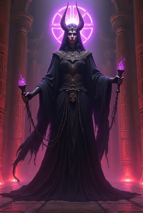 Here is a detailed description of the representation of Anu&#39;Bekh:

---

**Representation of Anu&#39;Bekh:**

Anu&#39;Bekh is shown as an imposing and majestic figure, rising behind Amunet Sha&#39;Rek in a ritual setting. Her appearance is a disturbing ...