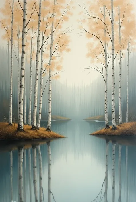 painting by juliusz klievier birch forest in the water 