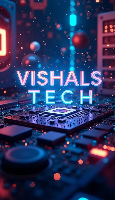 Make poster with using my channel name "vishals tech" with background like computer mobiles and modern images which is showing the technology and my channel is technical chanenel 