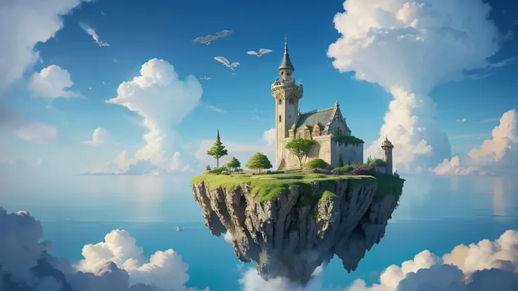 ((masterpiece)),((highest quality)),((attention to detail)),nobody,background, fantasy, floating island, heaven, paradise, blue ...