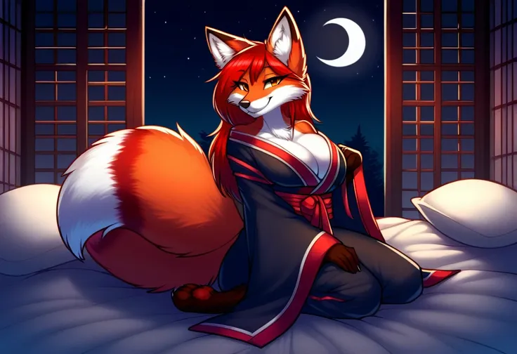 score_9, score_8_up, score_7_up, red fox, female, vixen, fox tail, on knees, gorgeous, majestic, elegant, mysterious, alluring, ...