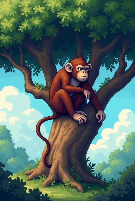 Sad monkey on tree pixel Disney 