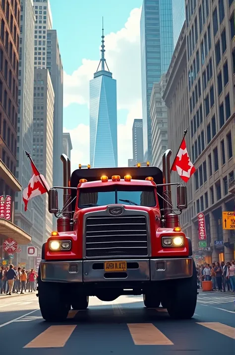 Canadian truck in the downtown city