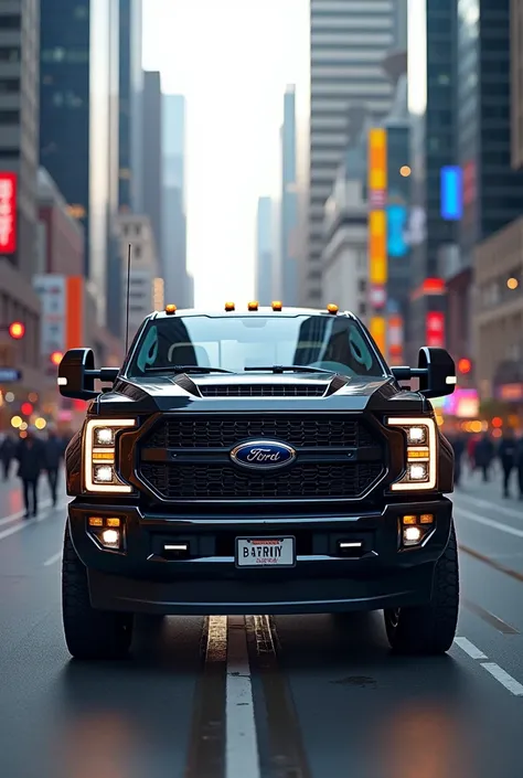 Canadian truck in the downtown city black colour