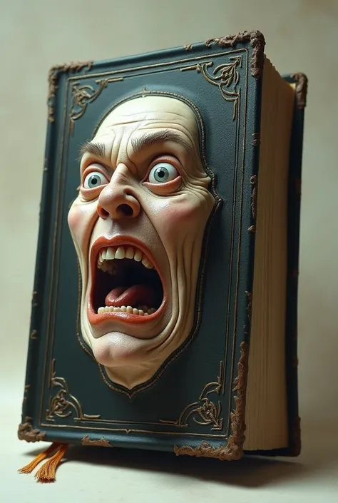 A reading bible with crazy face and desperately understanding it
