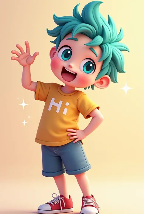 Anime boy with hii pose and smile