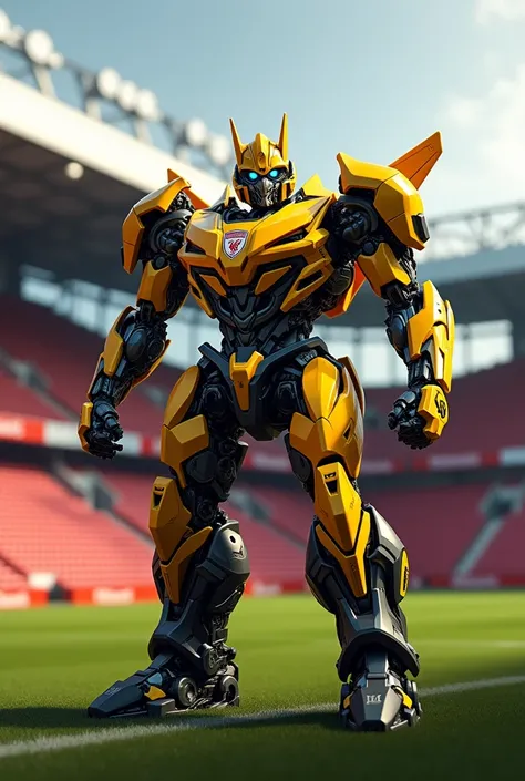 BUMBLEBEE transformers wearing a Liverpool football shirt, Anfield stadium, full picture