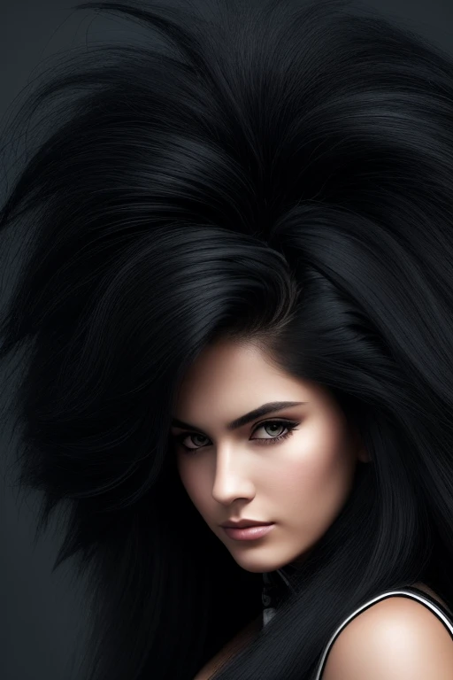 jet black hair,most very long hair,most very lion hair,most very wolf hair,most very frizzy hair,coarse hair,most very spread hairstyle,thick hair,fluffy hair,most very heavy weight hair,most very voluminous hair,shiny jet black hair,female jail officer,bl...