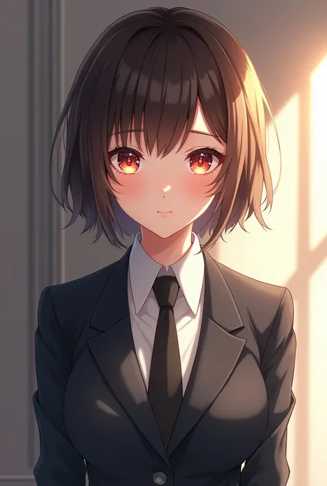 Beautiful girl anime cover in suit without tie