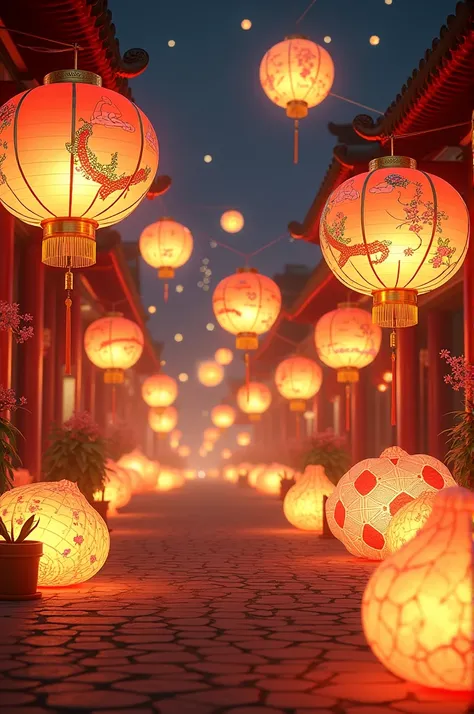 Mid-Autumn Festival lanterns with bright shapes 