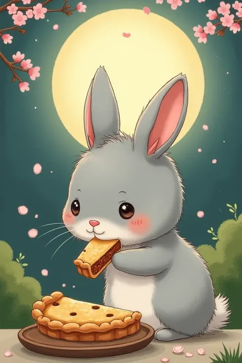 Rabbit eating Tsukimi Pie