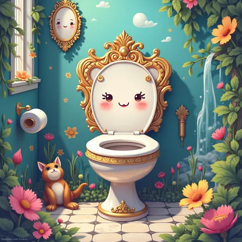 toilet、background、Anime Style