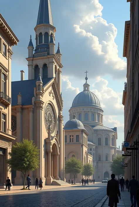 Christain church and jew church building 