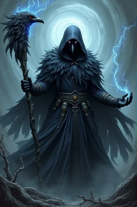 Angry magicians，Raven Magician，Crow feather clothing，Raven Staff，Magical crow magic，Powerful magical energy