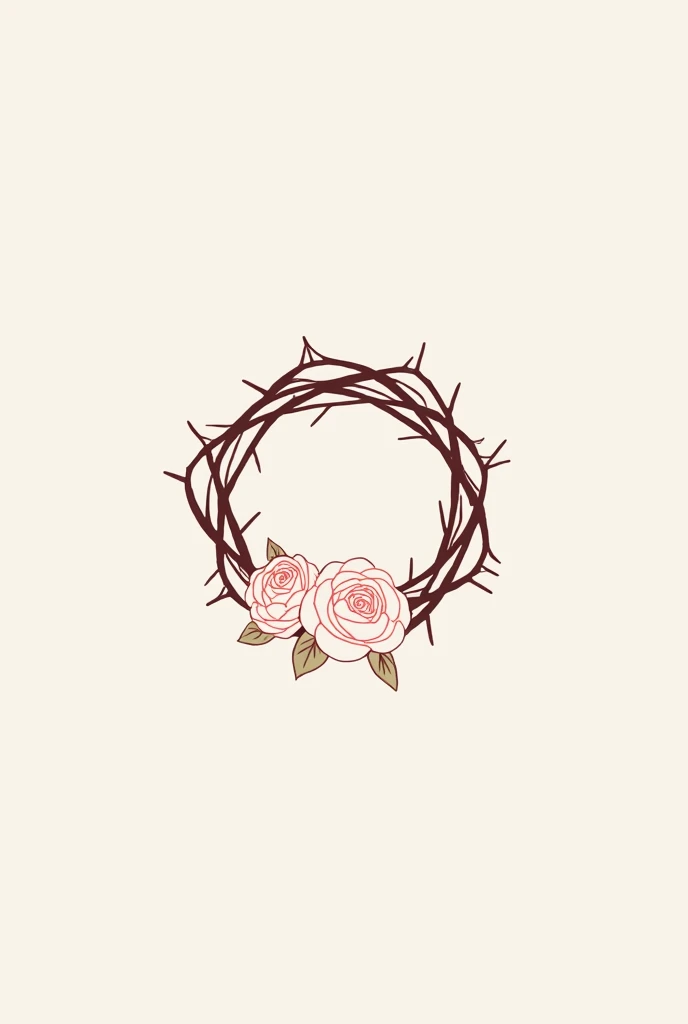 Minimalist crown of thorns and roses logo for t-shirts