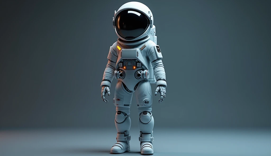 Futuristic astronaut suit with hyper-realistic details, featuring dynamic lights and advanced technology. The suit is sleek and form-fitting, incorporating cutting-edge materials and a high-tech helmet with a clear visor. It includes glowing elements and i...