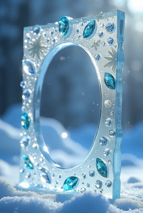 Ice themed frame with gems and decoration